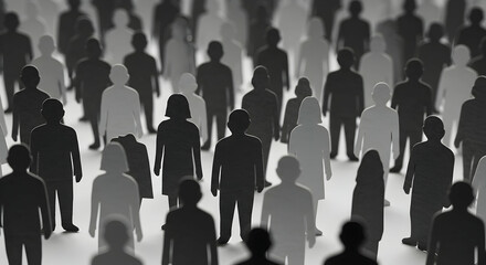 Diverse Group of Silhouetted Paper Cutouts Representing Community Unity