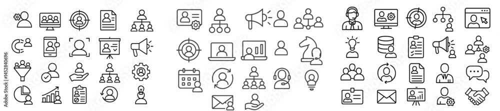 Aufkleber Icons for business and tech, enhancing digital communication and teamwork with modern workplace concepts and tools