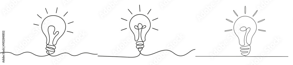 Poster creative illustration of light bulbs emerging from water, represented with simple line art and minim