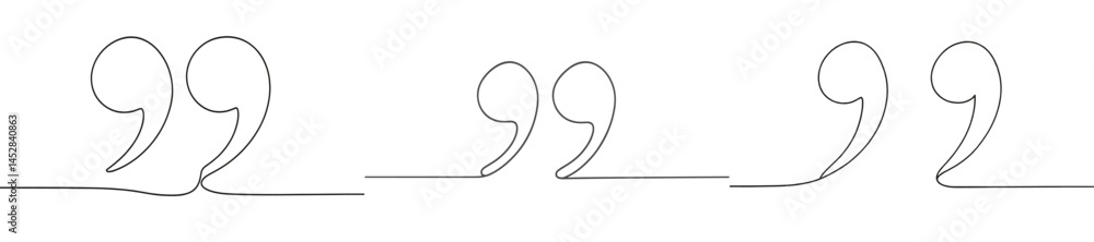 Poster creative wire art showcasing three sets of quotation marks in minimalist style, perfect for design e