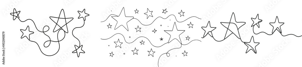 Poster decorative stars and swirling lines create a whimsical design for artistic expression in a minimalis