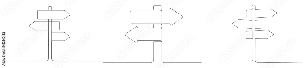 Poster Directional signs showing various routes and options created with simple line art design