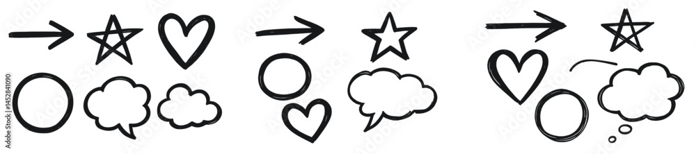 Aufkleber Creative doodles illustrating concepts of love, ideas, and transformation captured in a simple sketch format