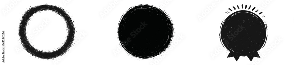 Aufkleber unique circular designs showcasing black and white shapes with different textures and styles for cre