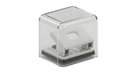 White hole punch in transparent cube