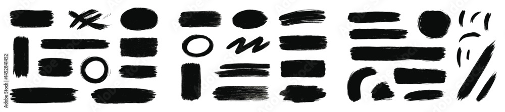 Aufkleber artistic black brushstroke designs created on a white background for creative projects and graphic d