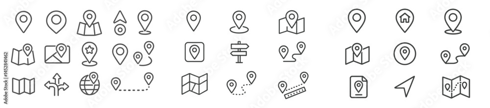 Aufkleber Collection of navigation and location icons in minimalist design suitable for digital applications and maps
