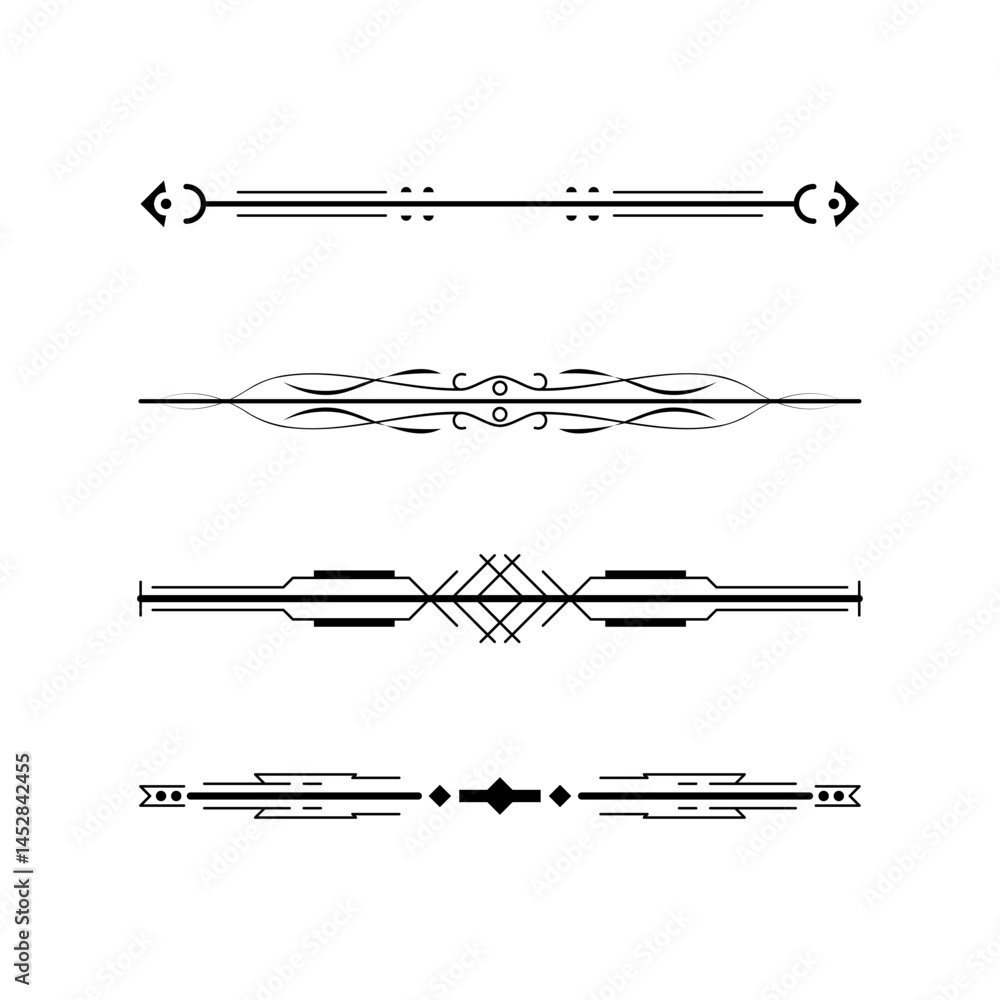 Poster set black simple line collection doodle border elements vector design style sketch isolated illustra