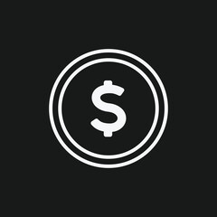Dollar Coin on Black Background Currency, Money, and Finance Symbol