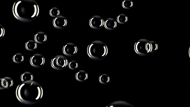 Floating bubbles animated overlay, transparent 4K video, alpha channel, ProRes 4444