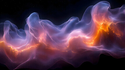Fototapeta premium Cosmic Nebula with Glowing Purple Orange and Blue Particles