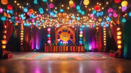 Festive Stage Decorated for Navratri Garba Competition