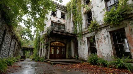 Decaying Mansion. Lush Growth