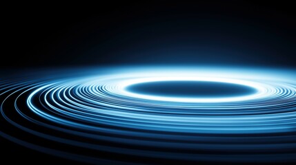 Abstract circular light pattern in gradient blue tones, symbolizing global connectivity and harmony