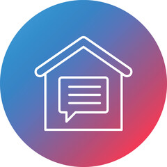 House Chat Line Gradient Circle Background Icon
