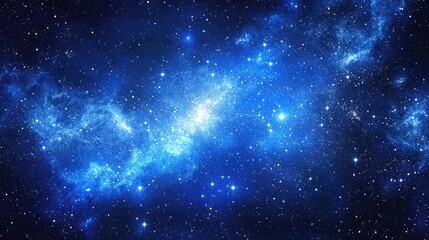 Naklejka premium Celestial Nebula Cosmic Blue Galaxy Starfield.