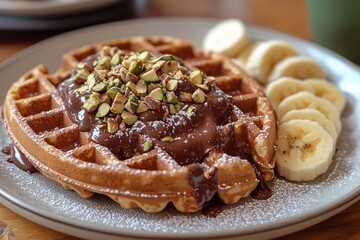
Cream Waffles with Roasted Pistachios: Crispy cream waffles topped with roasted pistachios for added textural complexity.

