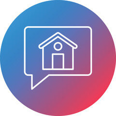 House Talk Line Gradient Circle Background Icon