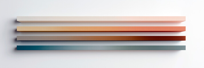 Horizontal 3D bars in gradient earthy tones arranged on white background in abstract geometric composition