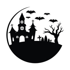 Halloween background silhouette vector illustration.