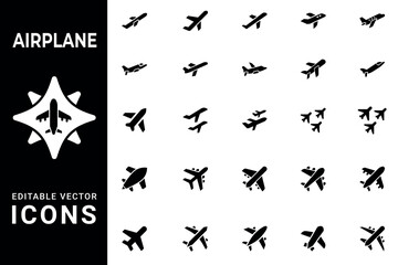 Naklejka premium vector airplane icon and airplane silhouette vector illustration. 