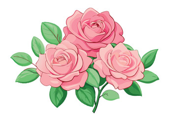Naklejka premium Elegant pink roses with soft petals and gentle blooms, symbolizing love, romance, and delicate beauty for floral and nature themed designs