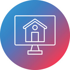 Buy House Online Line Gradient Circle Background Icon
