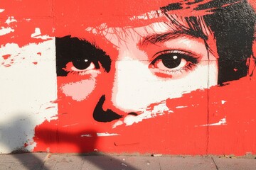 Red toned face peers out, eyes visible. Dramatic shadowing and color effects