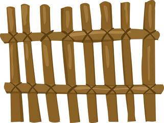 Vertical Log Fence Hand-Drawn Illustration