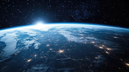 Obraz premium Earthrise Sunrise over Planet Earth from Space.