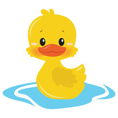 Cute yellow  duckling girl  vector cartoon illustration