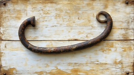 Rusty Metal Door Handle Attached To A Weathered Wooden Surface
