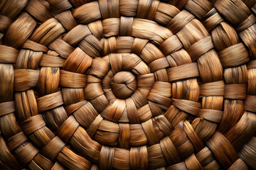 Minimal composition of dry wood fibers arranged in circular pattern, top view