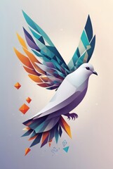 Fototapeta premium colored dove bird of peace on gray background