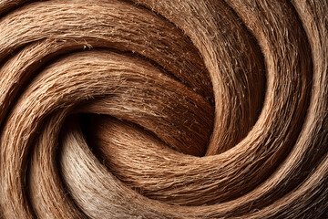 Minimal composition of dry wood fibers arranged in circular pattern, top view
