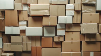collection of various cardboard boxes on white background. each one is shot separately illustration