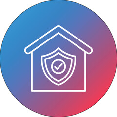 Home Insurance Line Gradient Circle Background Icon