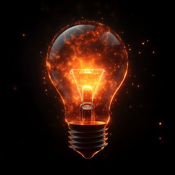 An Illuminated Lightbulb Shining Brightly Against a Dark Background