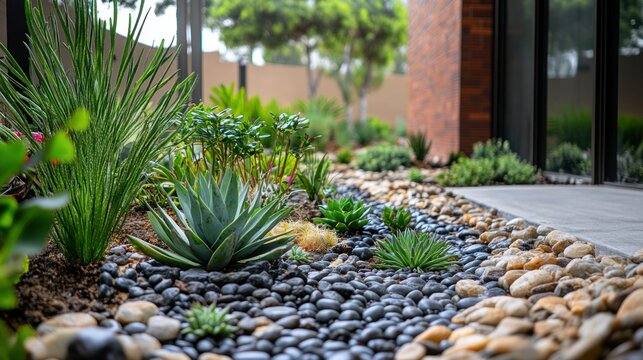 Modern drought-tolerant garden landscaping design
