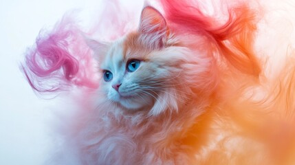 Explosions of colored powder, isolated on white background