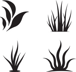 Black Grass Silhouettes Collection | High-Quality Vector Illustration Set on White Background