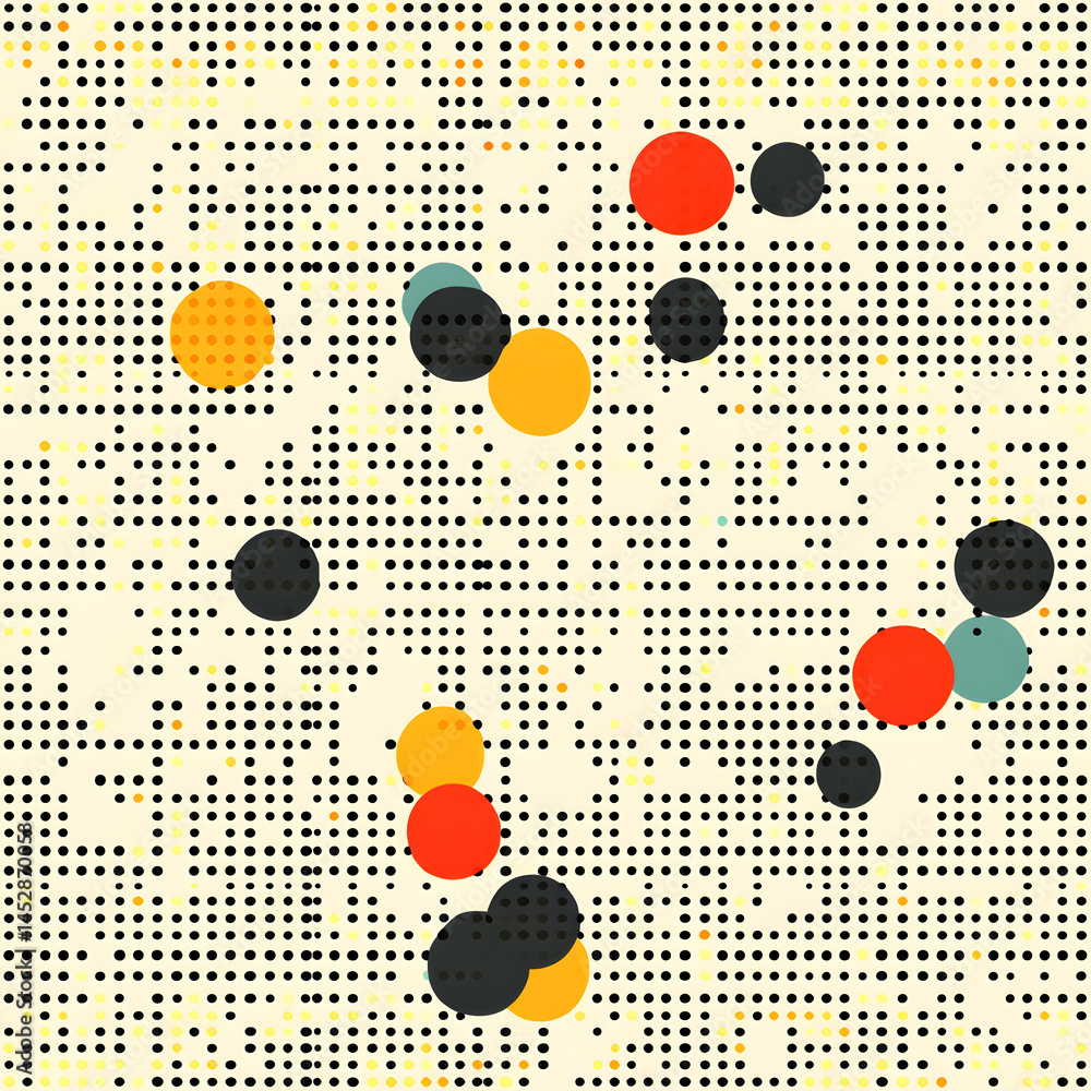 Aufkleber geompetric pattern with dots retro simple