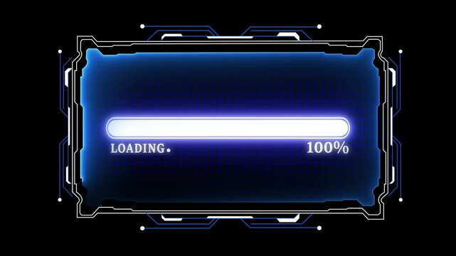 Loading screen. Neon Circle hud head up display interface target pointer element for futuristic cyber technology.