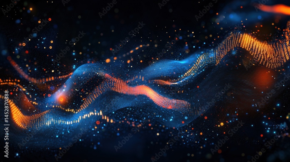 Aufkleber futuristic digital financial data visualization with glowing graphs, numbers, and abstract technolog