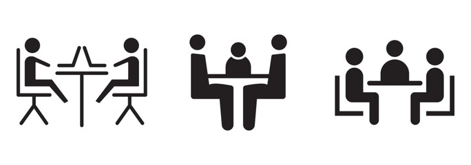 Transparent PNG available
Illustration of a business meeting with five figures seated around a table.