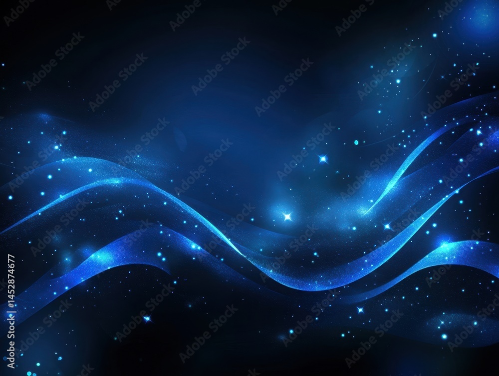 Poster abstract blue wave background with sparkling glitter and stars creating a dreamy cosmic atmosphere i