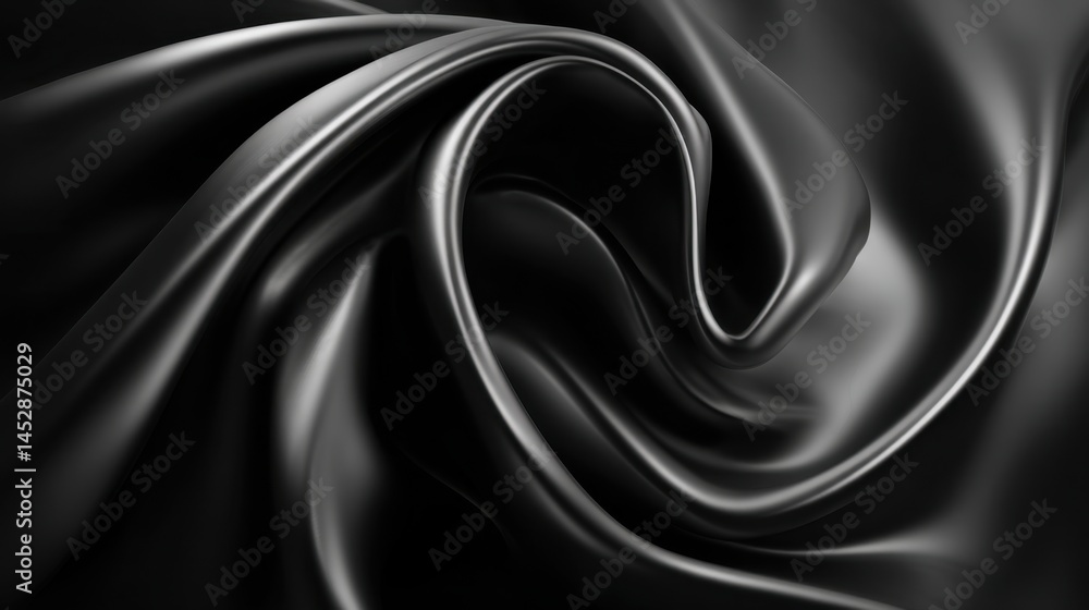 Poster abstract black satin fabric background with elegant folds and smooth texture creating a luxurious an