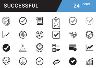 Success and Achievement Vector Icon Set – Business Growth, Goal, Motivation, Leadership, Strategy, Trophy, Award, Progress, Teamwork, Career Development, Innovation, Empowerment Planning editable icon