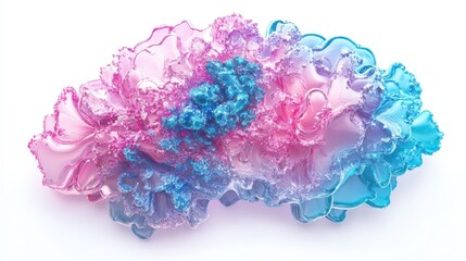 Digital brain illustration with pink and blue gradients on a white background