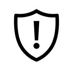Security shield with exclamation mark warning icon